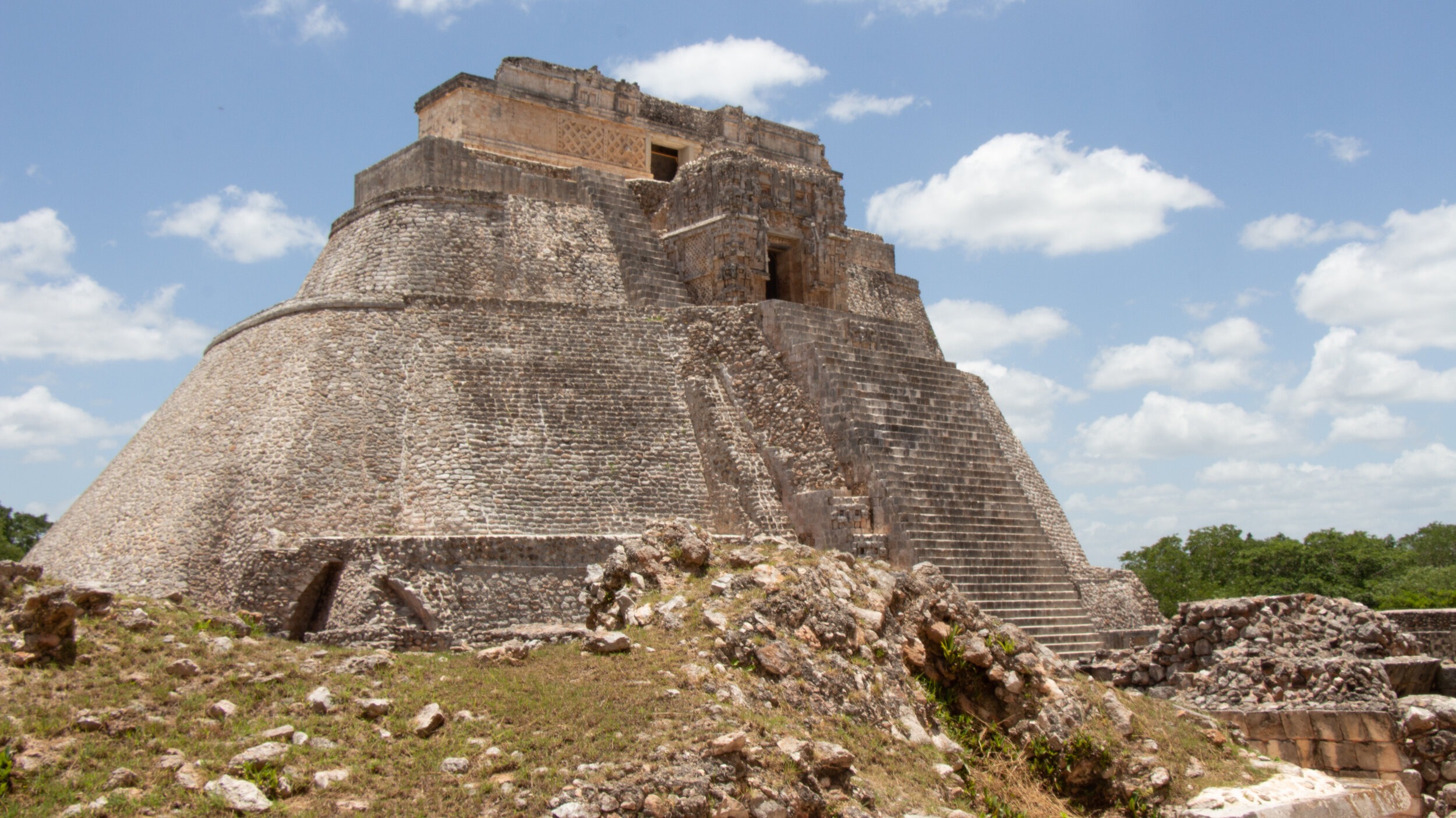  - The Temple of the Soothsayer, Uxmal Archaeological Site, Yucatan, Mexico. This Maya temple was built in five stages, from 400 to 800 CE. (Photo Credit: Mateo Hinojosa, The Cultural Conservancy)