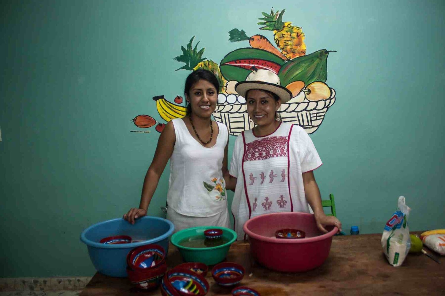  - Zapotec youth demonstrating the preparation of tejate, a pre-Columbian beverage based on cacao and maize. (Photo Credit: Flavia Trecco, Yakanal)